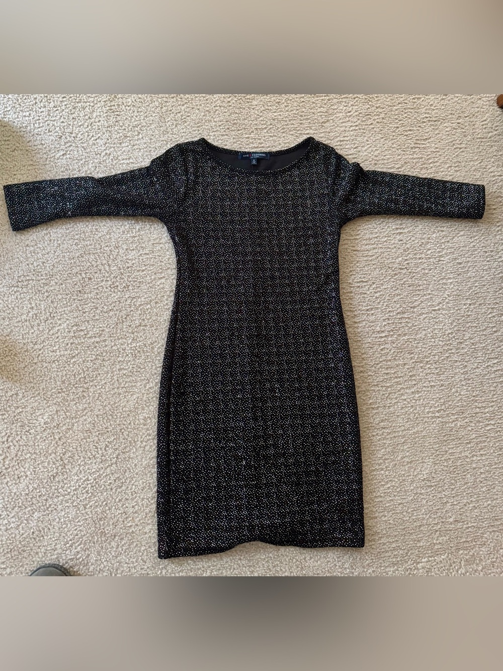 one clothing Black Sparkle Long-Sleeve Sheath Dress